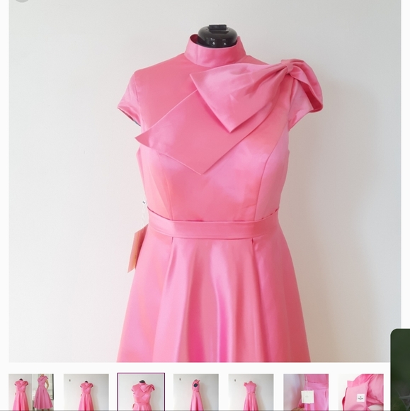 Lan Ting | Mother of the Bride Vintage Bow Dress in Candy Pink - Picture 2 of 10